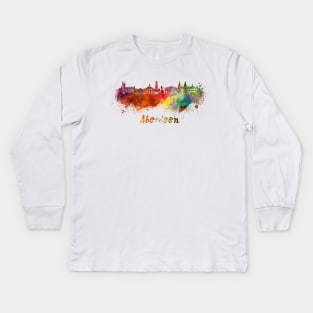 Aberdeen skyline in watercolor Kids Long Sleeve T-Shirt